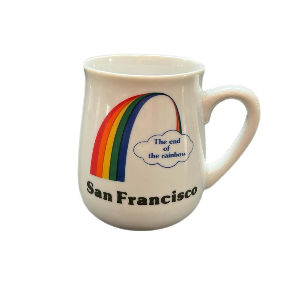 PAPEL Coffee Mug White Rainbow San Francisco Vintage Bulb Shape 12oz